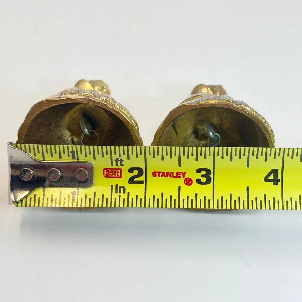 2 Vintage Brass Dutch Girl Dinner Table Hand Bell Figural Mantle Decor Regency